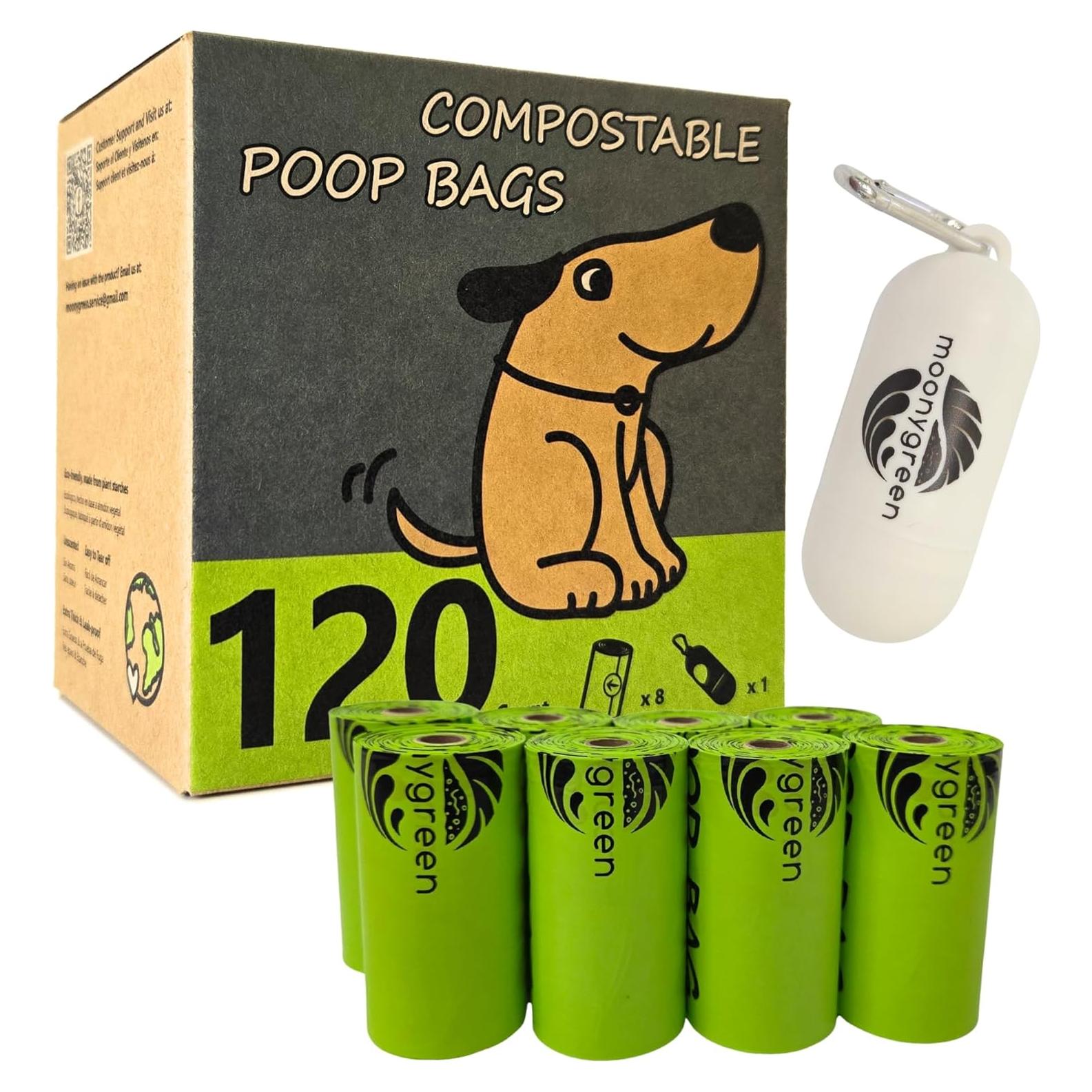 Bolsas Compostables para Excremento de Perro Moonygreen 120 Unidades