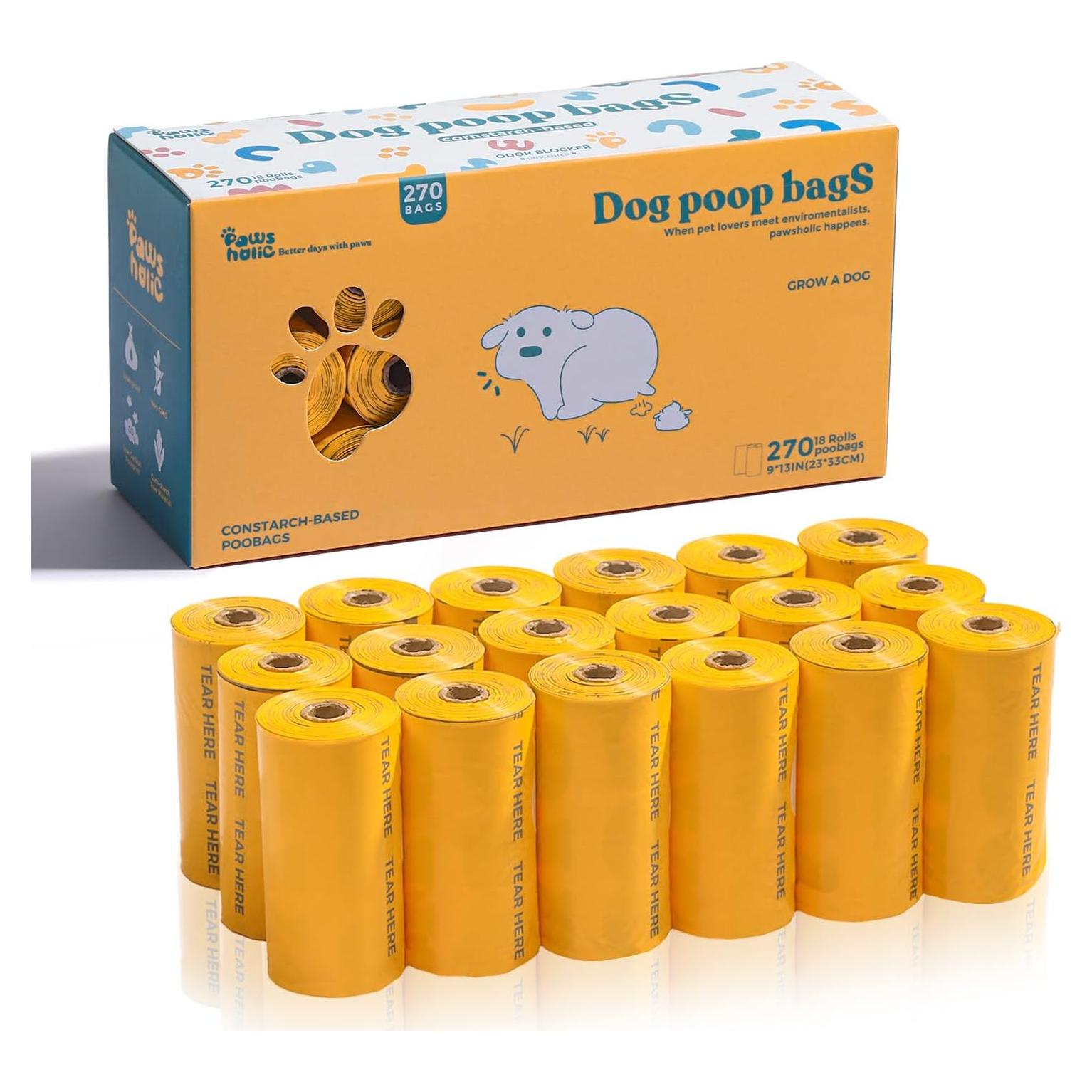 Bolsas de Excremento de Perro PAWSHOLIC Biodegradables 270 Unidades