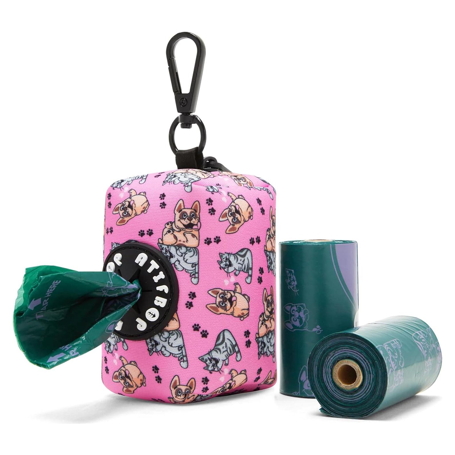 Dispensador de Bolsas de Excremento ATIFBOP Rosa con 30 Bolsas