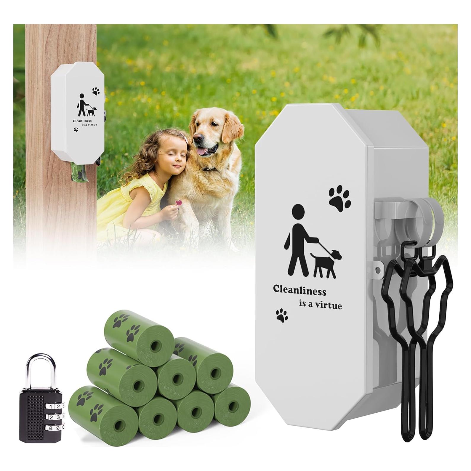 Dispensador de bolsas para excremento de perro Numeroustar, metal, 8 rollos