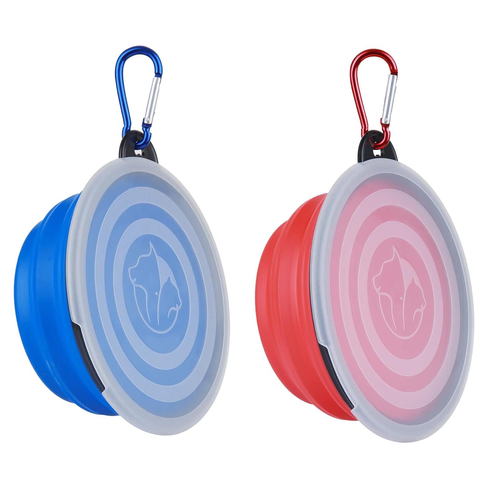 Cuenco Plegable para Perros SLSON 350 ml Azul y Rojo