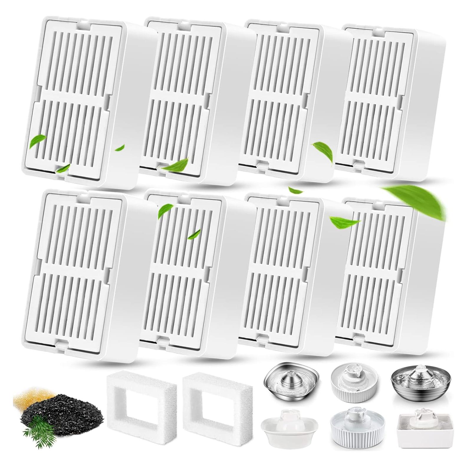 Filtros de Agua para Gatos Petilog - 8 Filtros de Carbón y 2 de Espuma