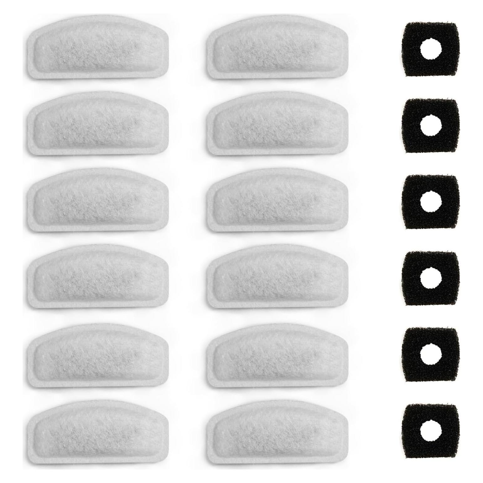 Paquete de 12 Filtros y 6 Esponjas para Fuente Mascotas D30