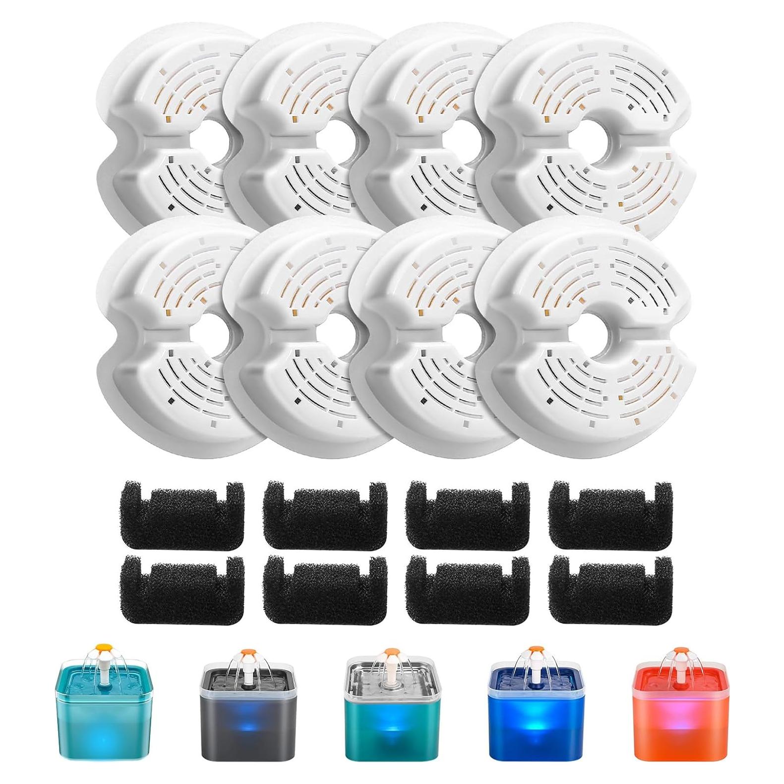 Filtros de Agua para Gatos AONBOY F2 - 8 Filtros + 8 Esponjas