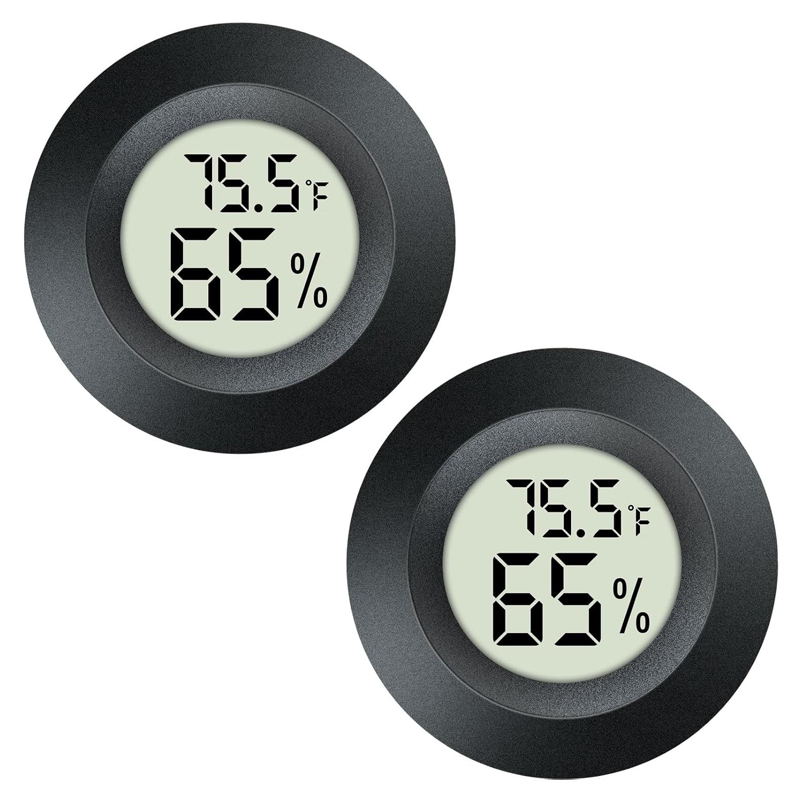 Paquete de 2 Higrómetros Termómetros Digitales DWEPTU LCD