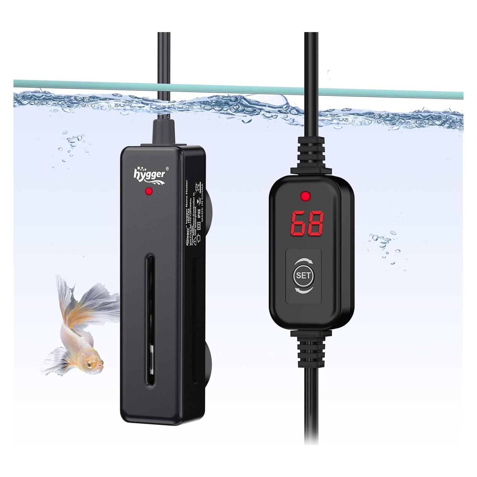 Calentador Sumergible Hygger 50W para Acuarios 19-38L