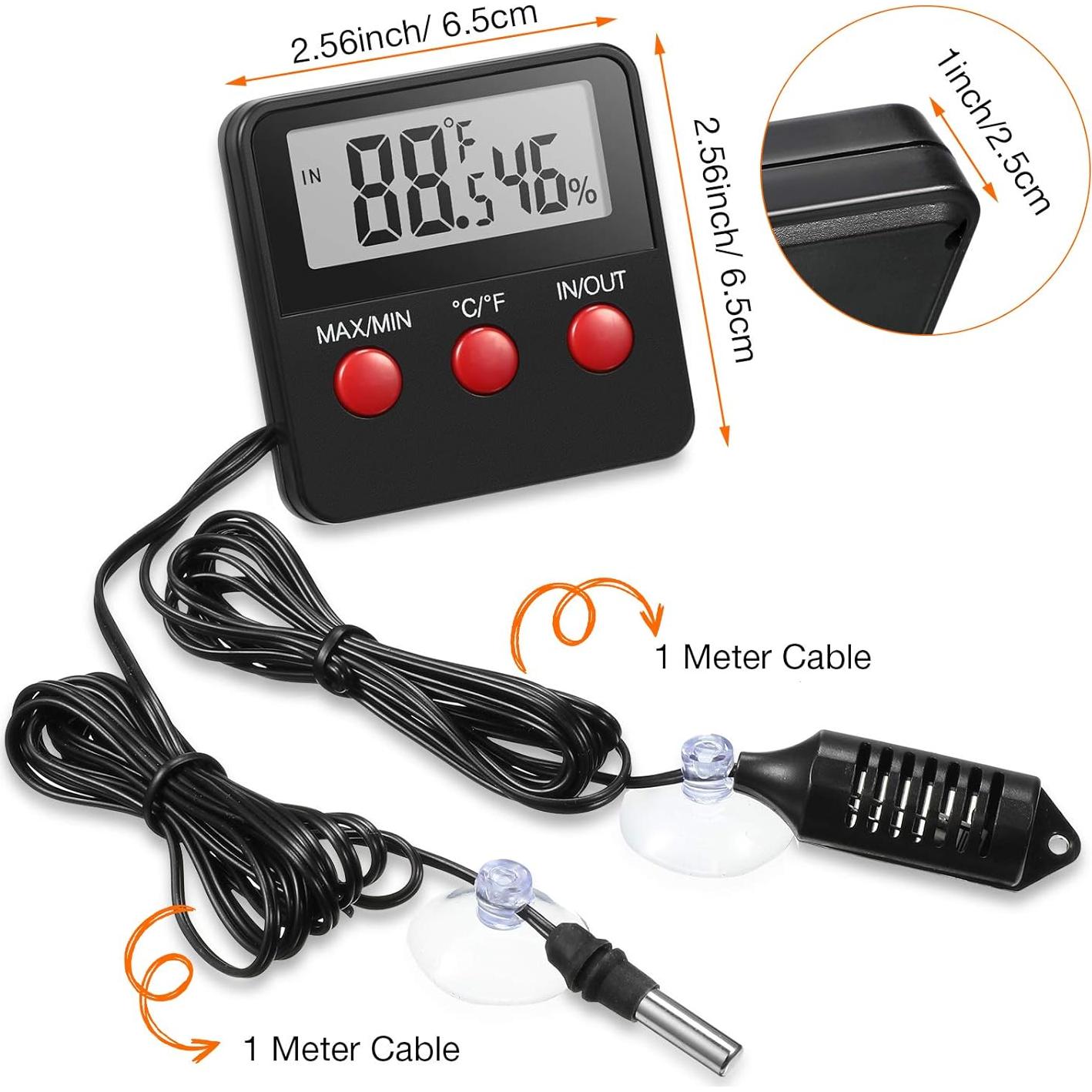 Termómetro Digital para Reptiles Weewooday - 2 Piezas con Medidor de Humedad