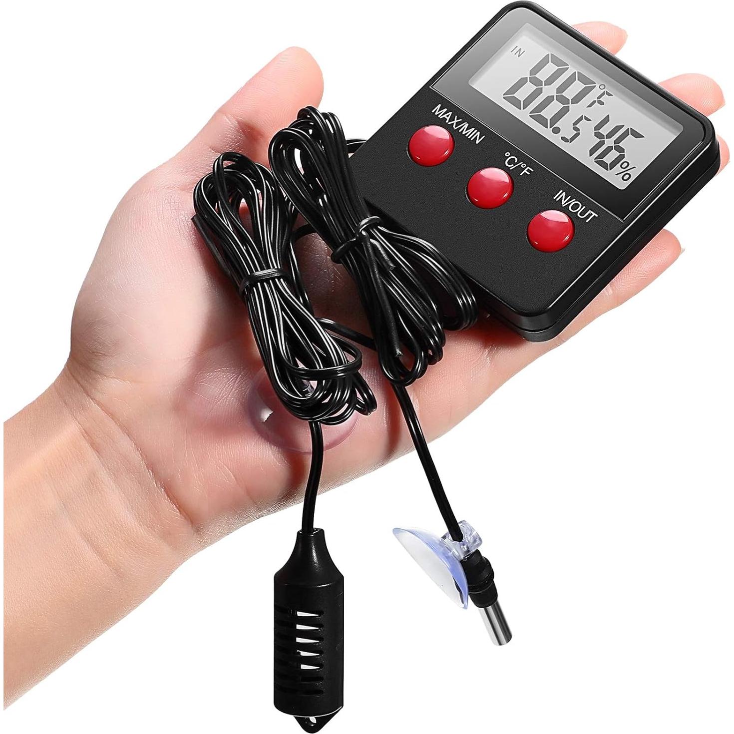 Termómetro Digital para Reptiles Weewooday - 2 Piezas con Medidor de Humedad