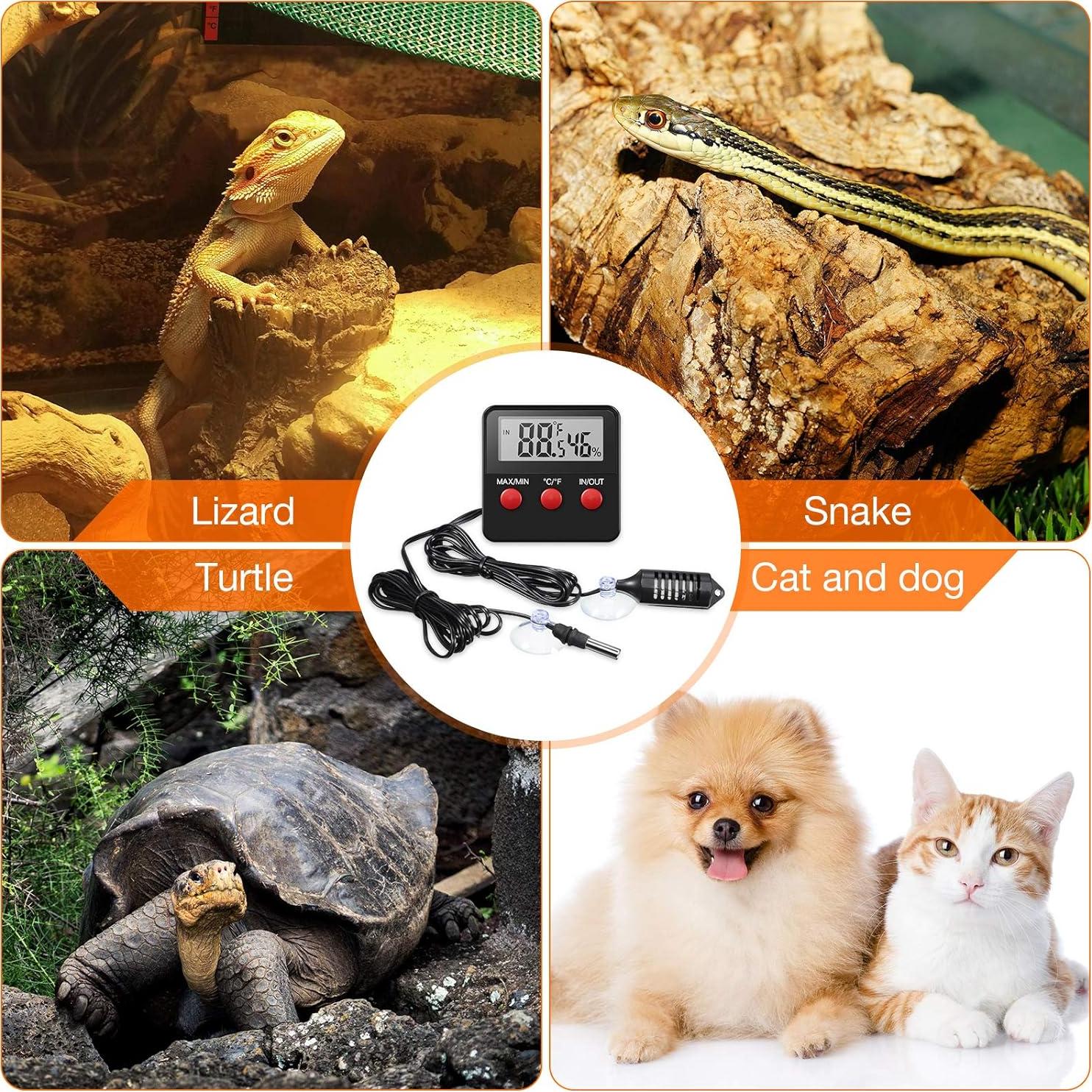 Termómetro Digital para Reptiles Weewooday - 2 Piezas con Medidor de Humedad