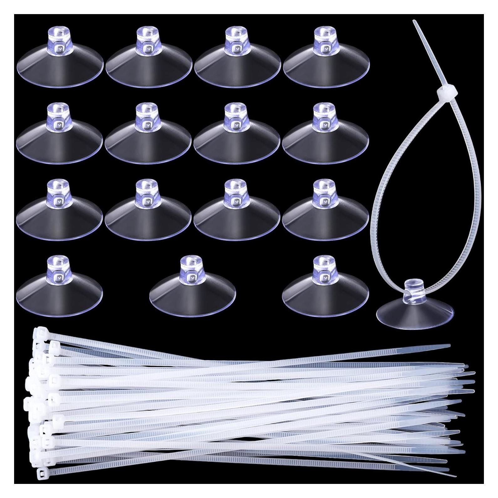 Ventosas para Acuario PAGOW 15 Pcs con 30 Bridas Transparentes