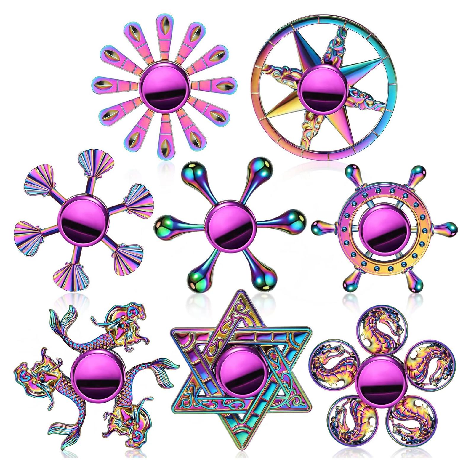 Juego de 8 Spinners Metálicos Arcoíris Lewtemi para Estrés
