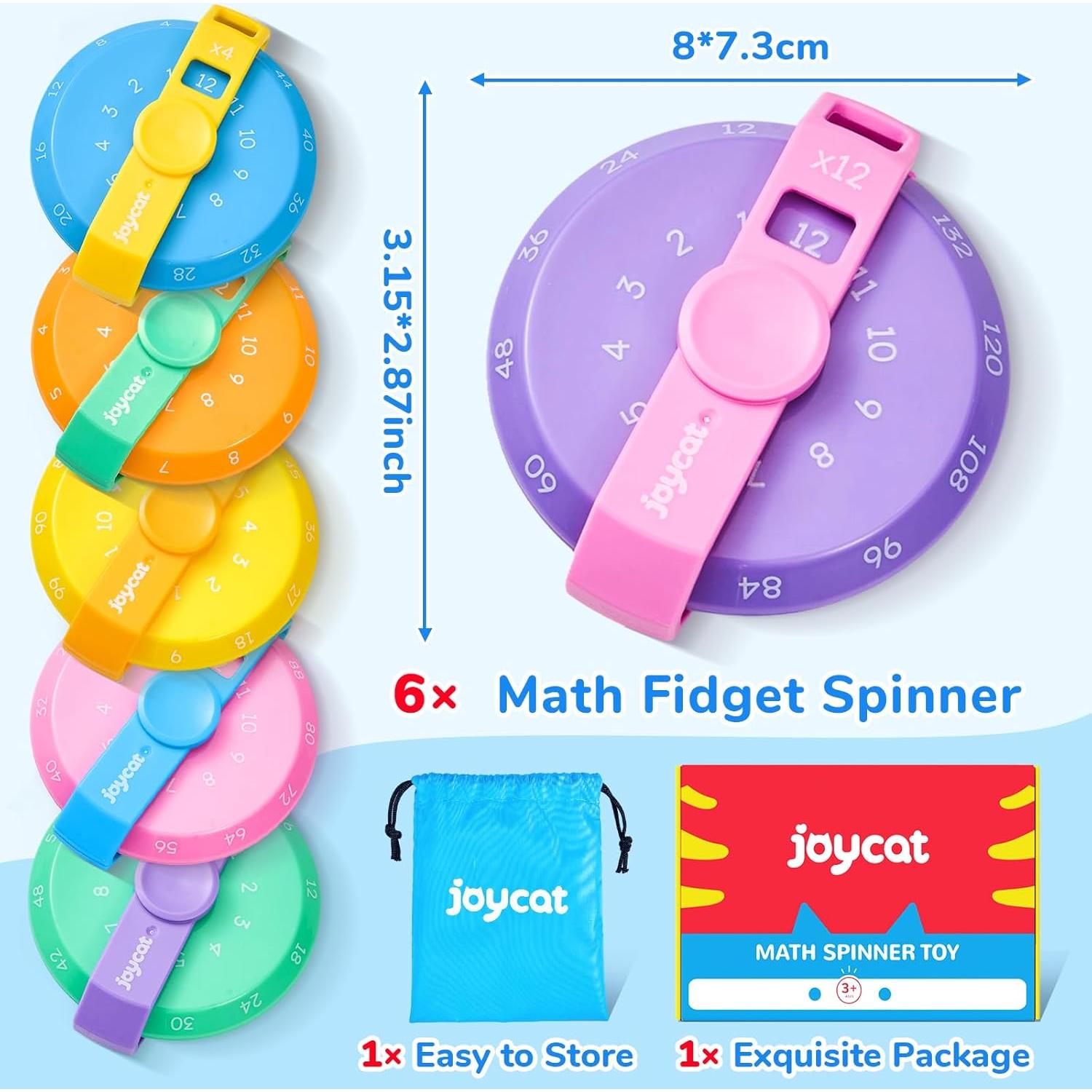 JoyCat Spinners Matemáticos 6 Pcs - Aprendizaje Multiplicación 1-12