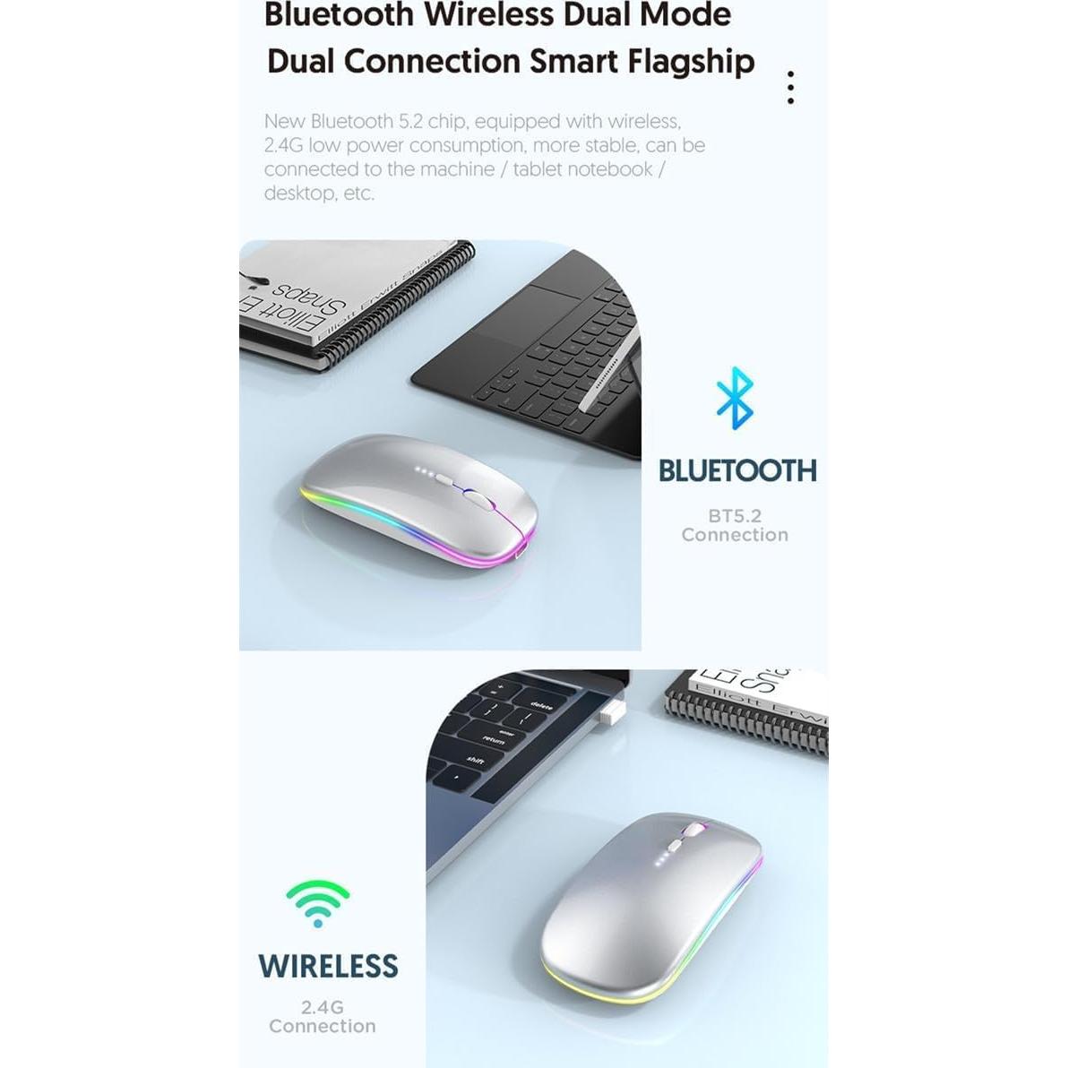 Ratón Inalámbrico Bluetooth Recargable Lakko WBA11 Plata