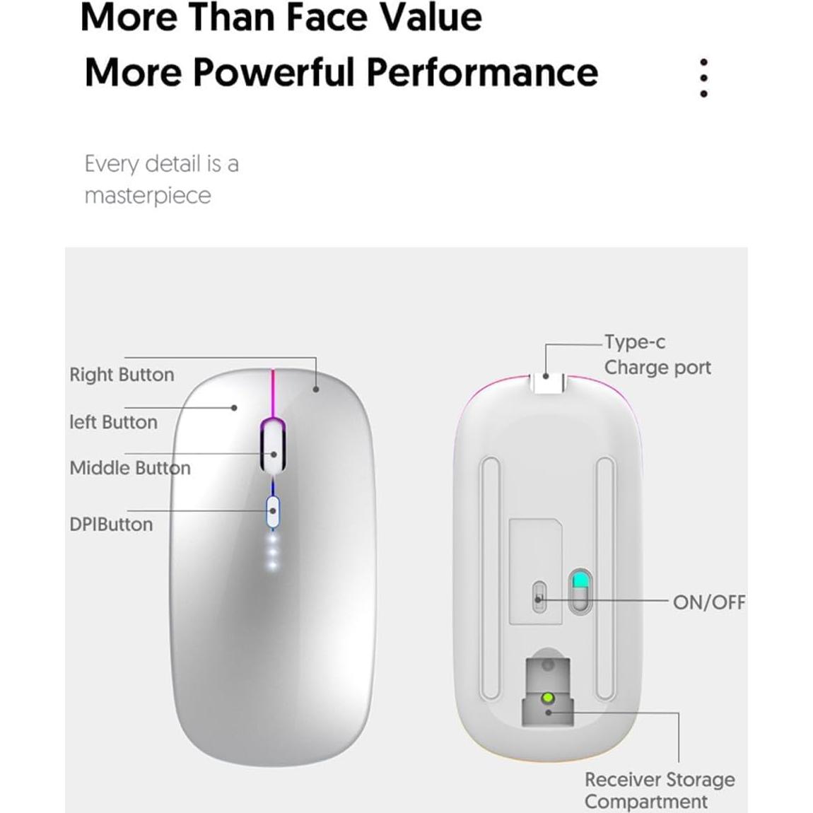 Ratón Inalámbrico Bluetooth Recargable Lakko WBA11 Plata