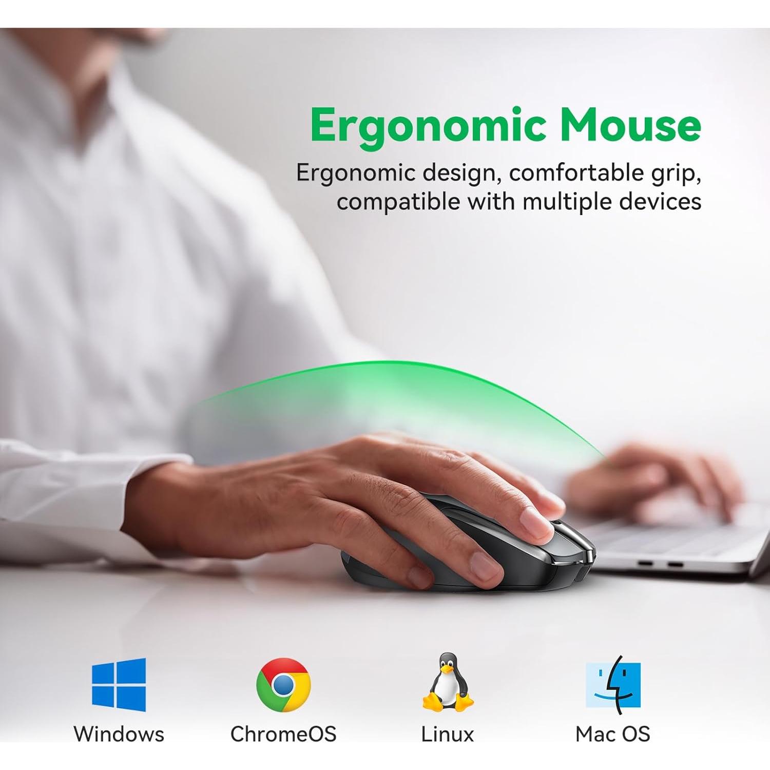 Ratón Inalámbrico Recargable TechRise TR-MS317 4800 DPI Gris