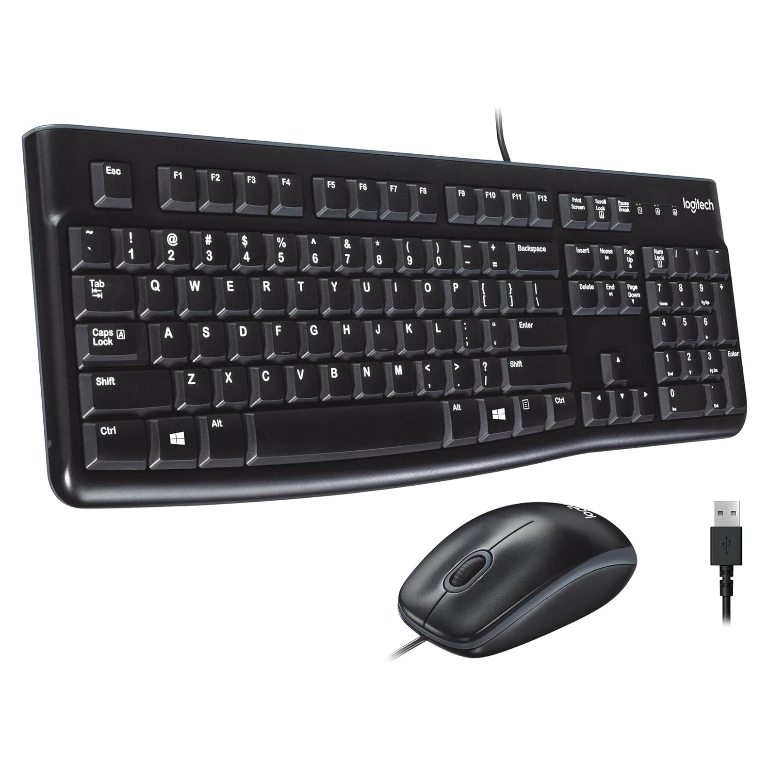 Combo Teclado y Ratón Logitech MK120 USB con Cable - Negro