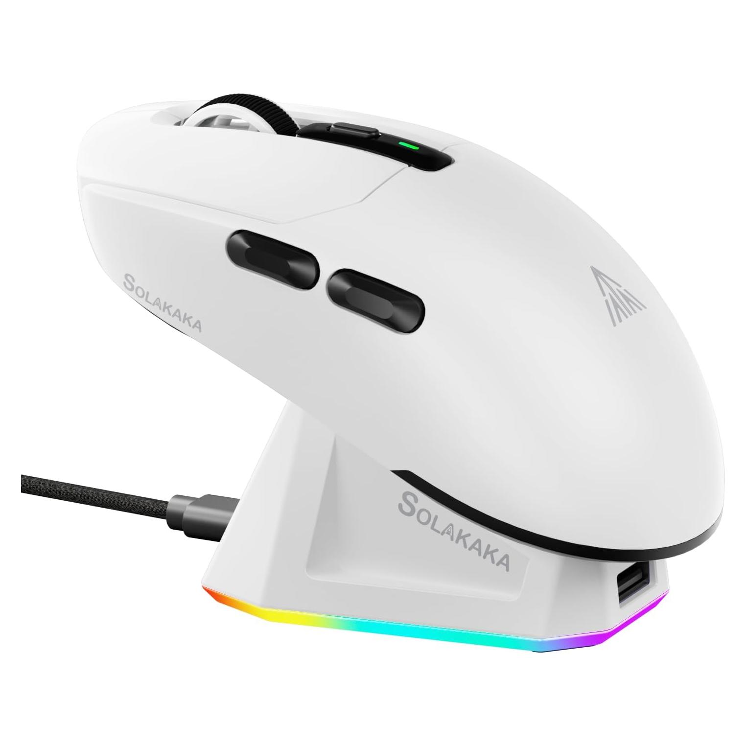 Ratón Gaming Inalámbrico SOLAKAKA SM820 24000 DPI RGB Blanco