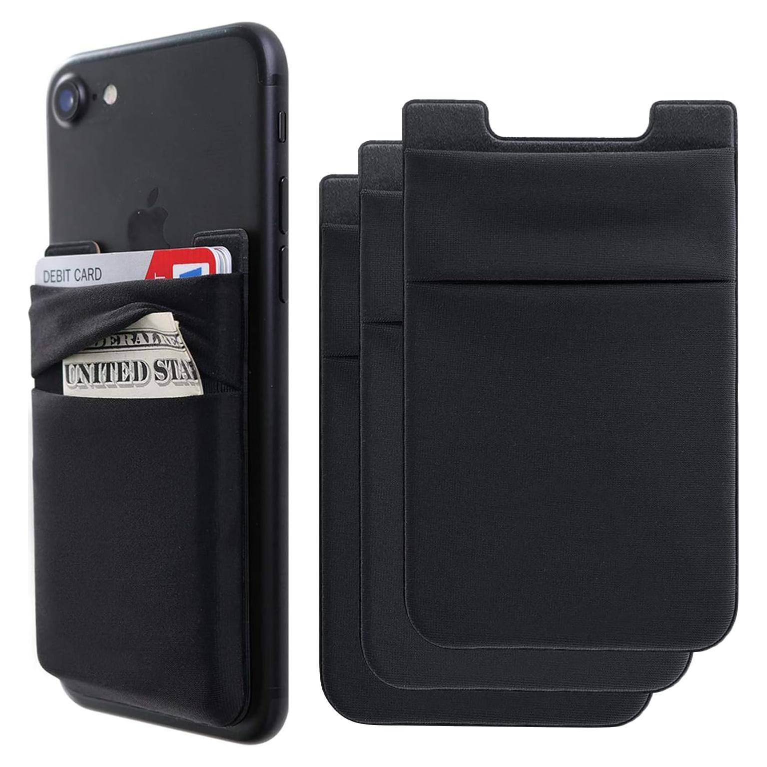 Soporte para Tarjetas de Teléfono Wensor Negro 3 Pack Elástico