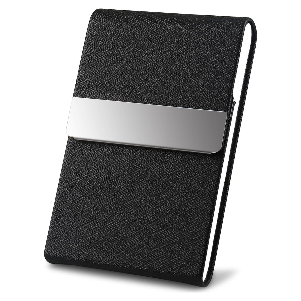 Estuche de Tarjetas de Visita DMFLY de Cuero PU Negro con Cierre Magnético