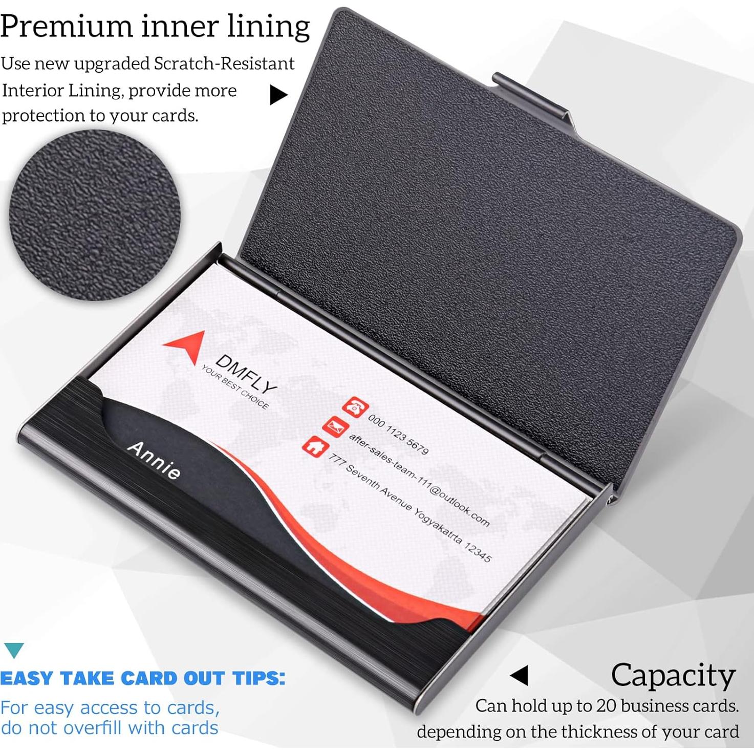 Estuche de Tarjetas de Negocios DMFLY Acero Inoxidable Negro