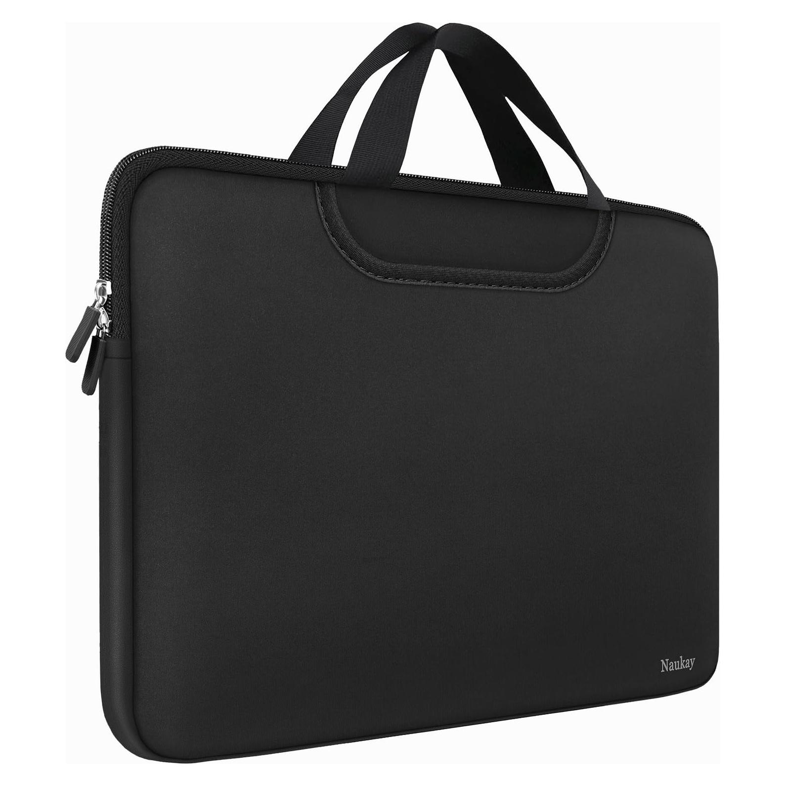 Bolsa de Manga para Laptop Naukay 15.6" Negra con Bolsillos