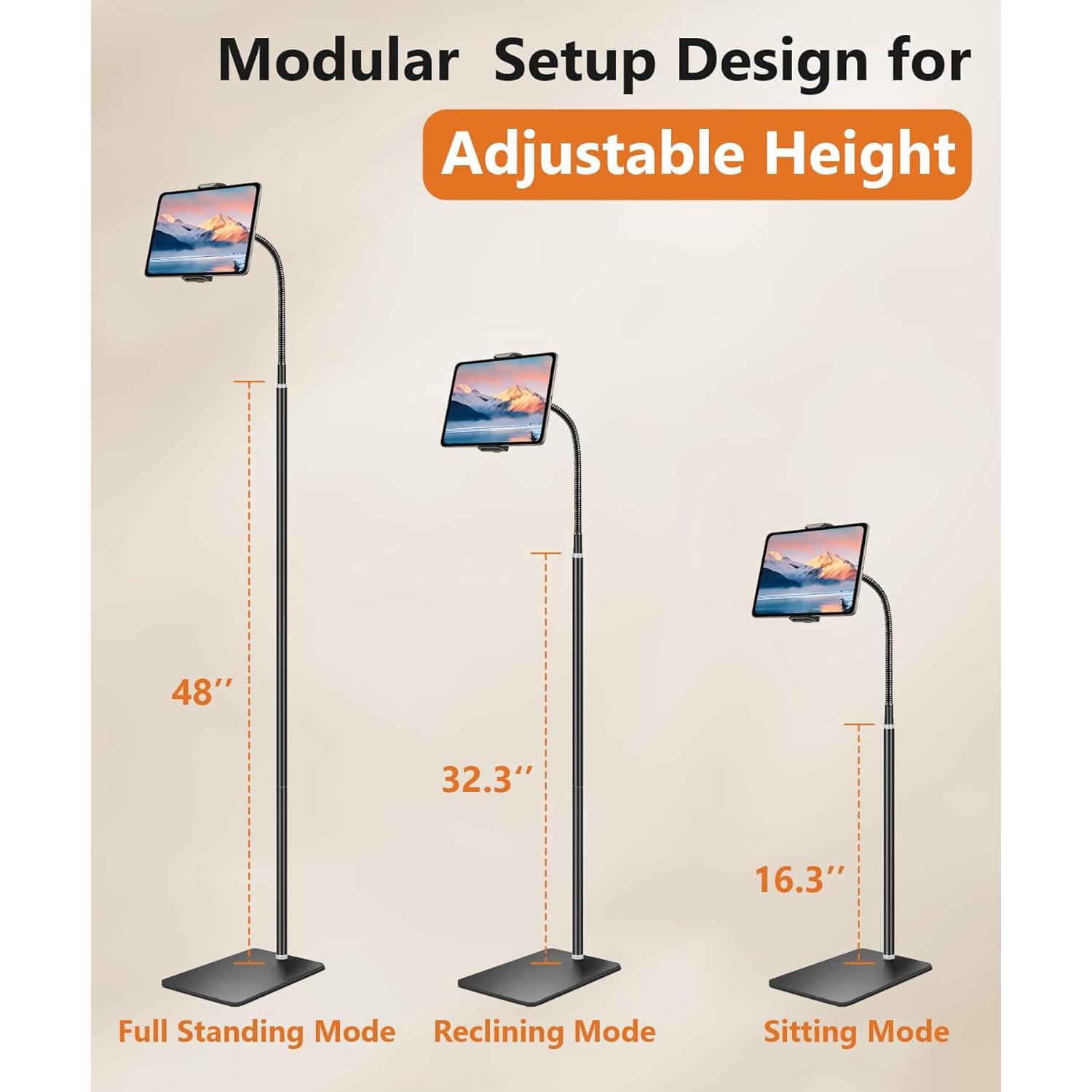 Soporte de Piso Ajustable Evekea para iPad y Tabletas 44.96-167.64 cm