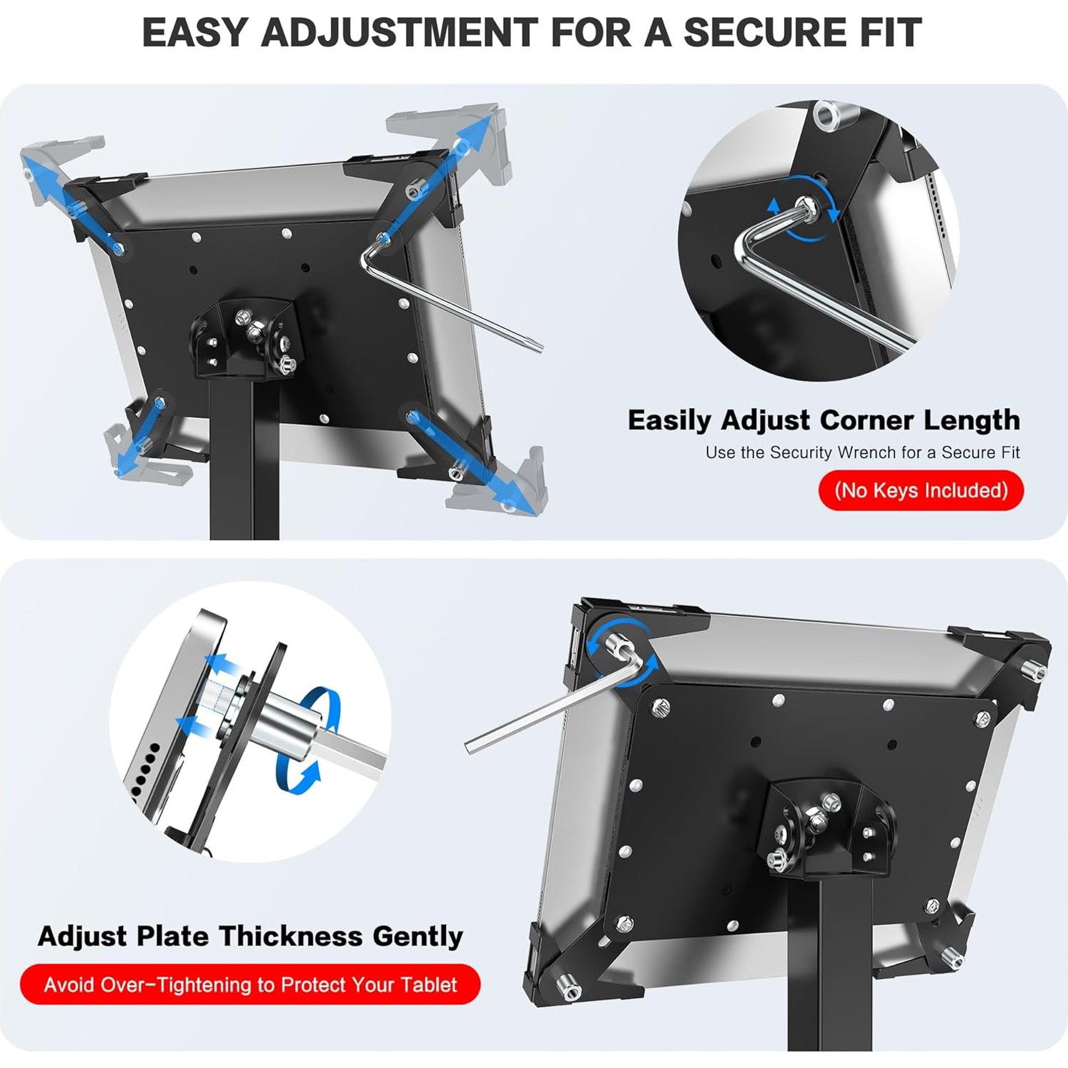Soporte de Piso Antirrobo AboveTEK para iPad 9.7"-13" Ajustable