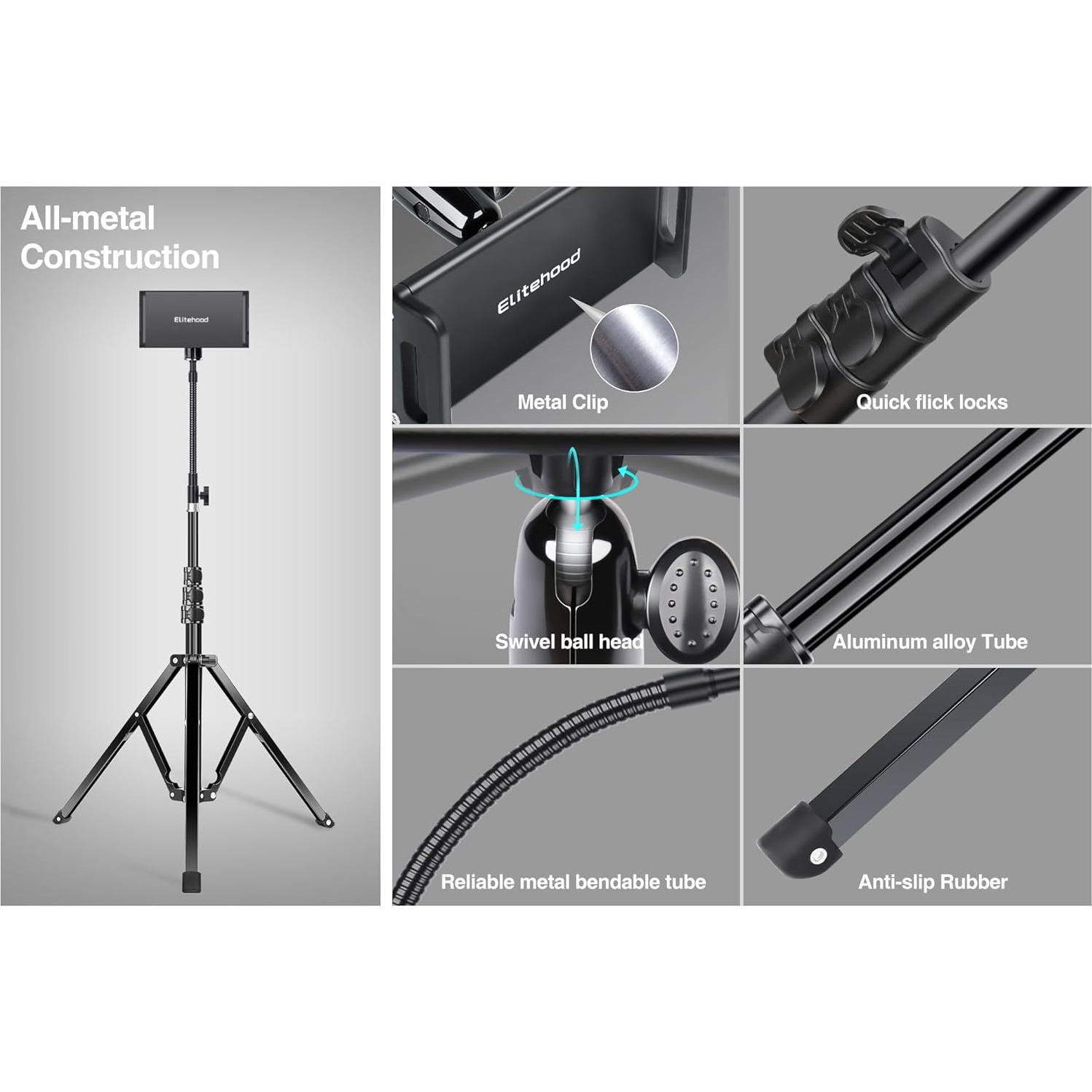 Soporte de Trípode Ajustable Elitehood para iPad y Tabletas 72"