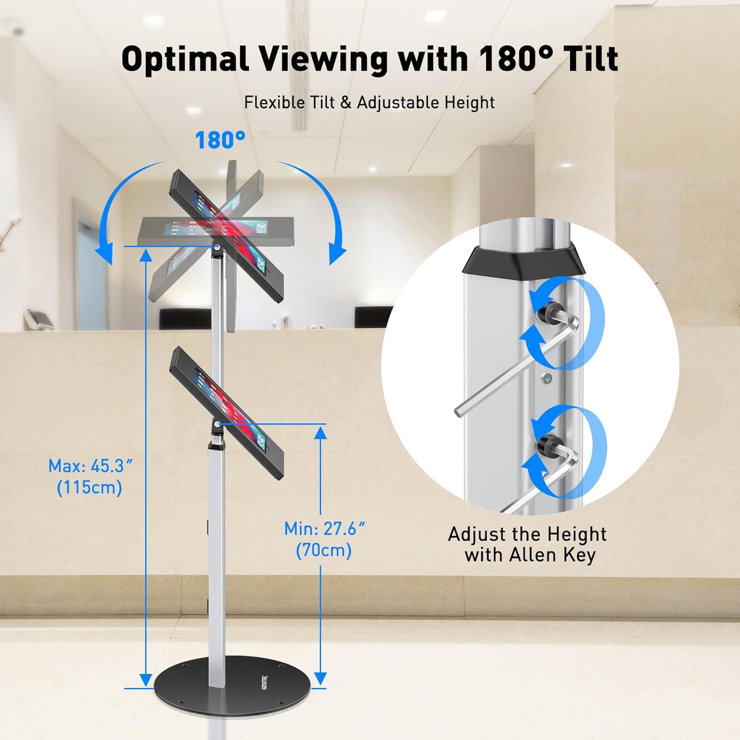 Soporte de Piso Anti Robo AboveTEK TH-618 para iPad 9.7" a 10.5"