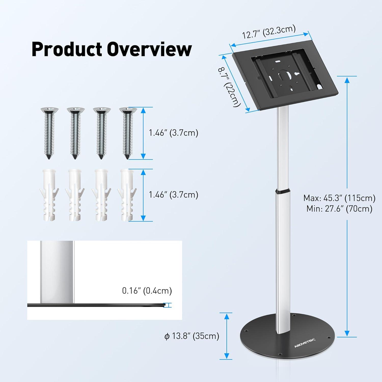 Soporte de Piso Anti Robo AboveTEK TH-618 para iPad 9.7" a 10.5"