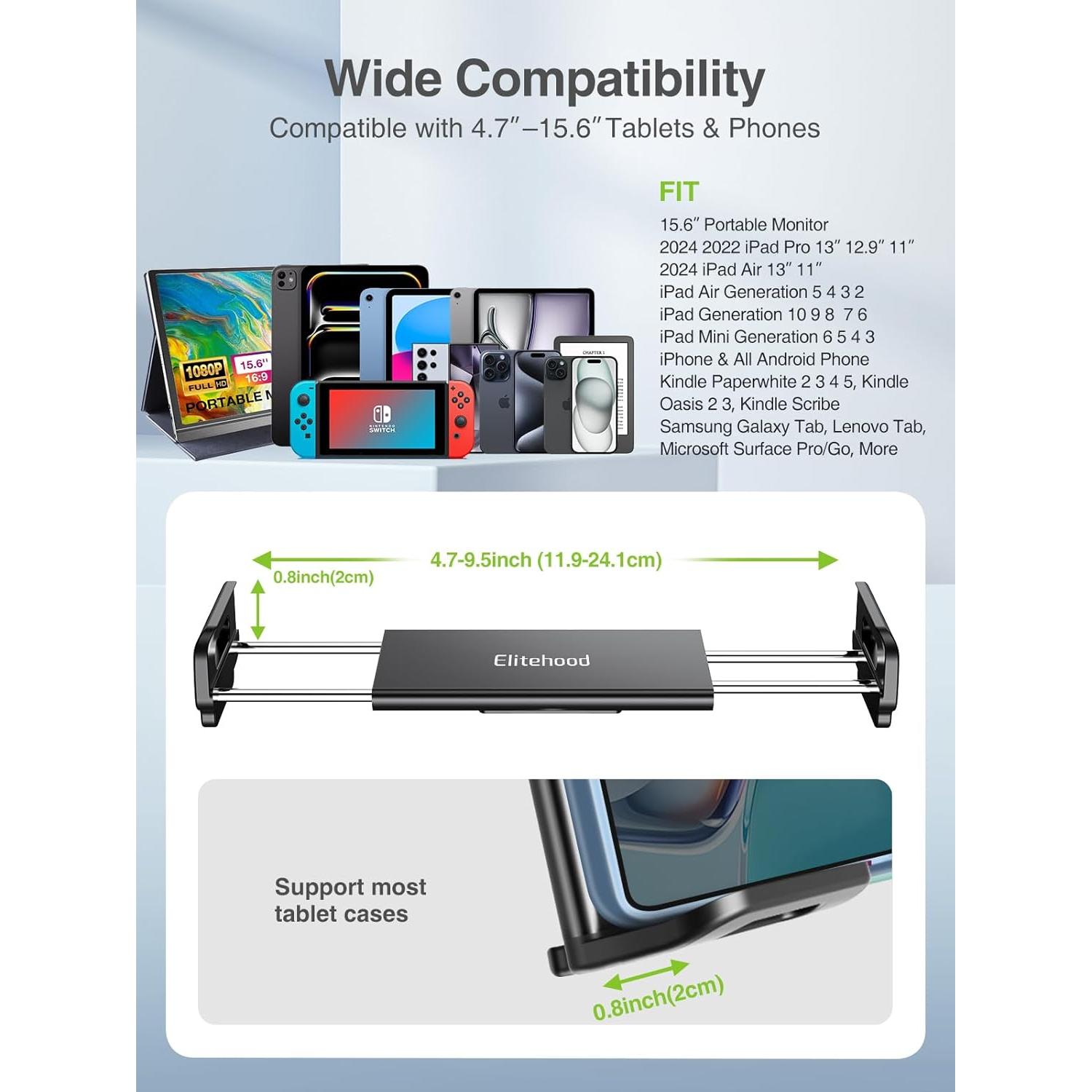 Soporte de Aluminio para iPad Elitehood 65" Ajustable Negro