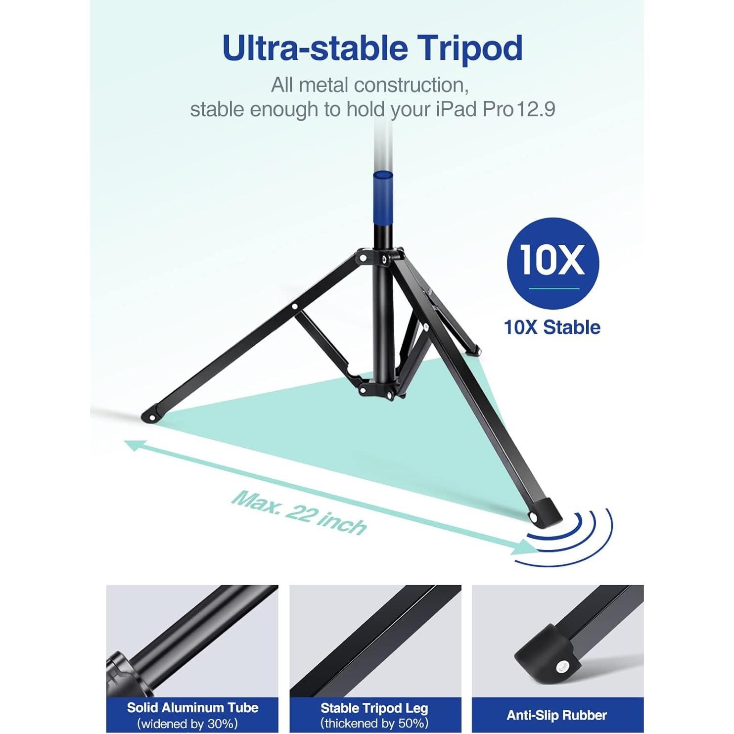 Soporte de Aluminio para iPad Elitehood 65" Ajustable Negro