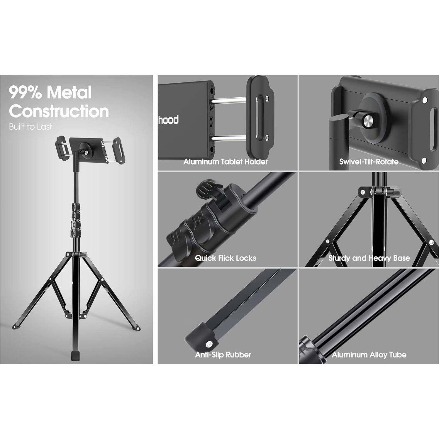 Soporte de Aluminio para iPad Elitehood 65" Ajustable Negro