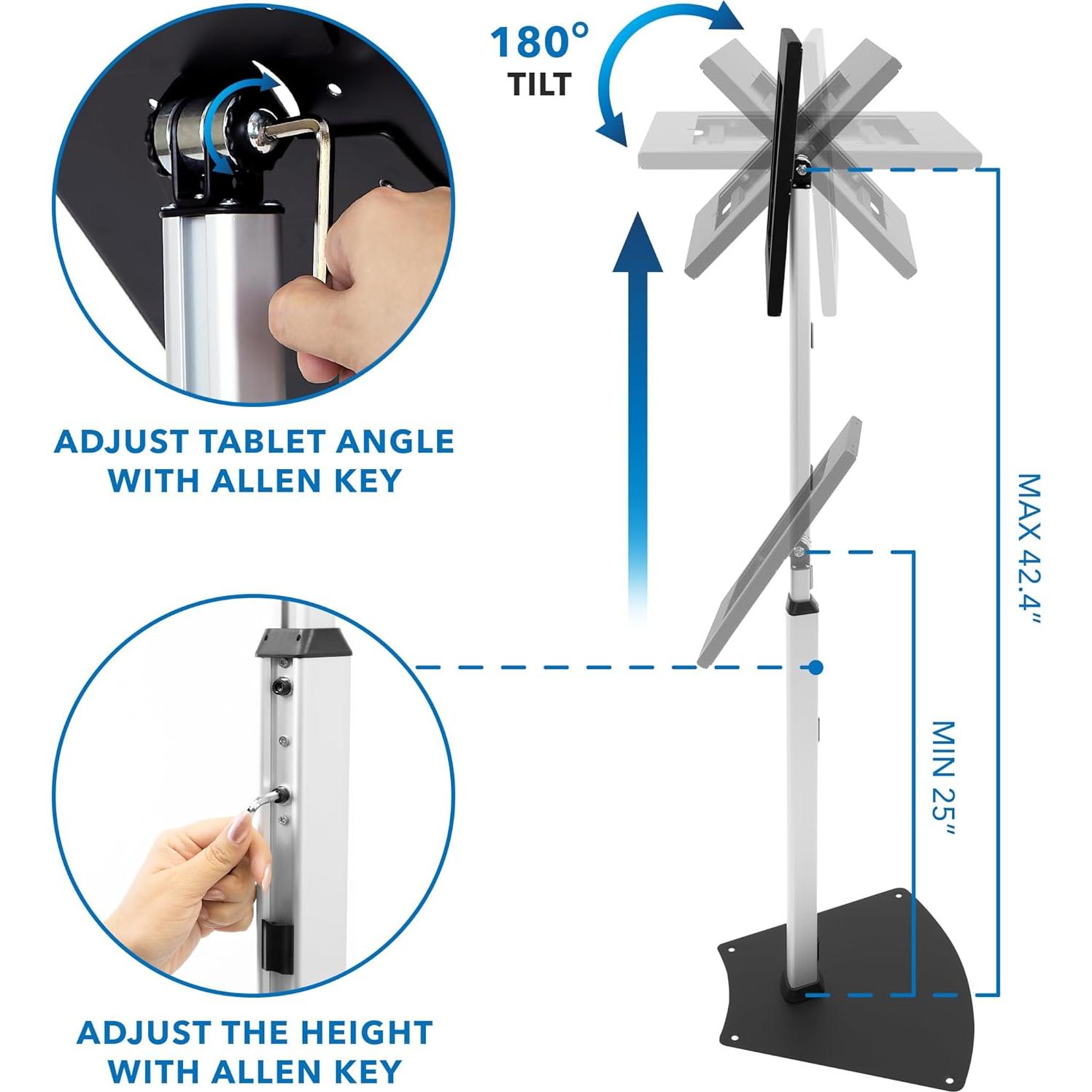 Soporte de Piso Antirrobo Mount-It! para iPad Ajustable 68-108 cm