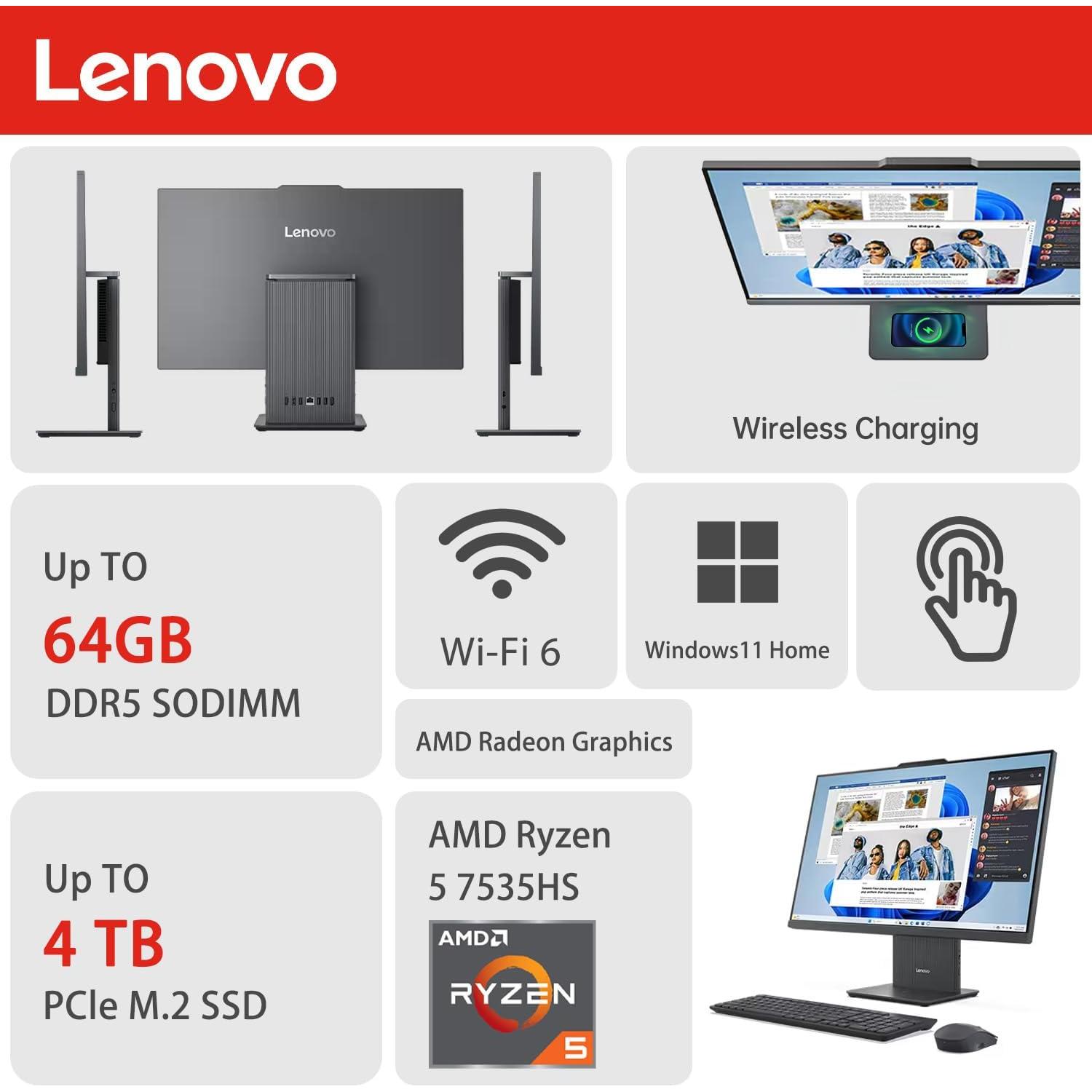 Lenovo IdeaCentre 27" All-in-One AMD Ryzen 5 64GB RAM 2TB SSD