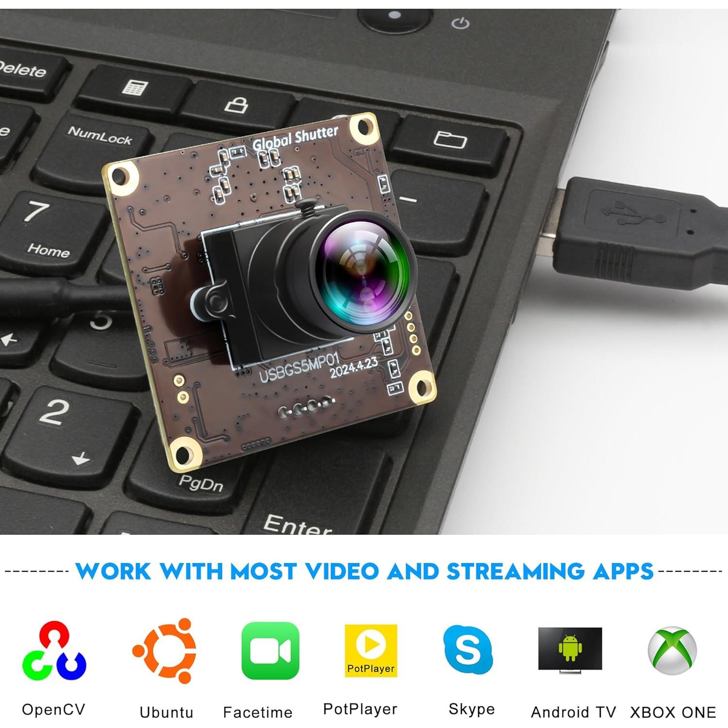 Cámara USB 5MP IFWATER 50FPS Global Sin Distorsión
