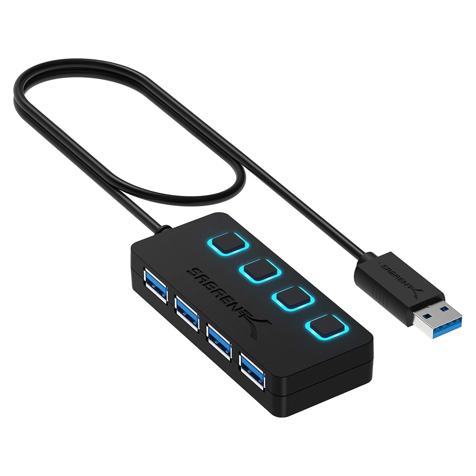 Hub USB 3.0 Sabrent HB-UM43 de 4 Puertos con Interruptores