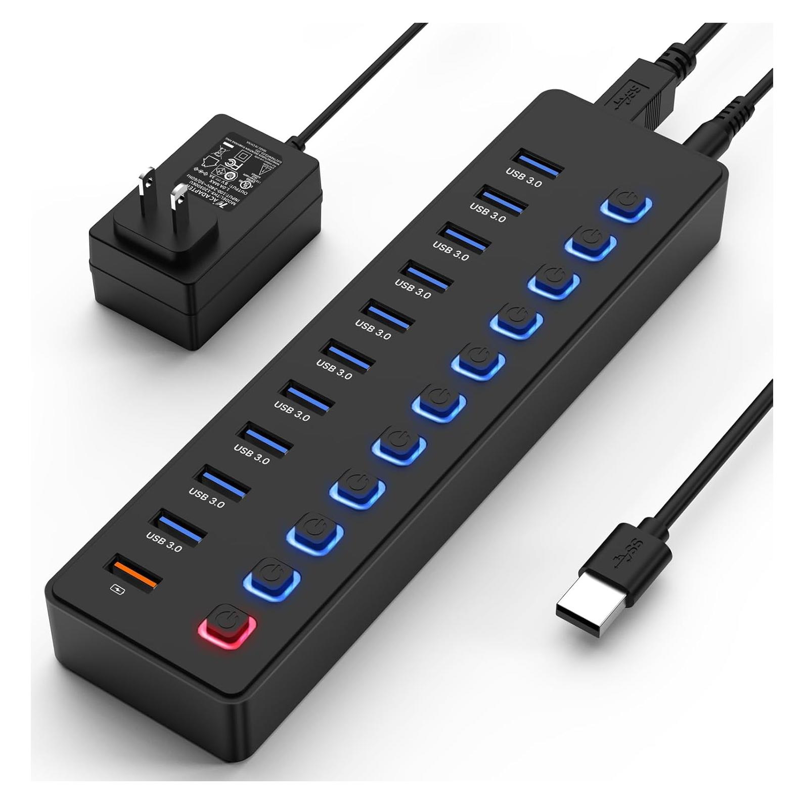 Hub USB 3.0 Alimentado Wulofe 11 Puertos con Carga Inteligente