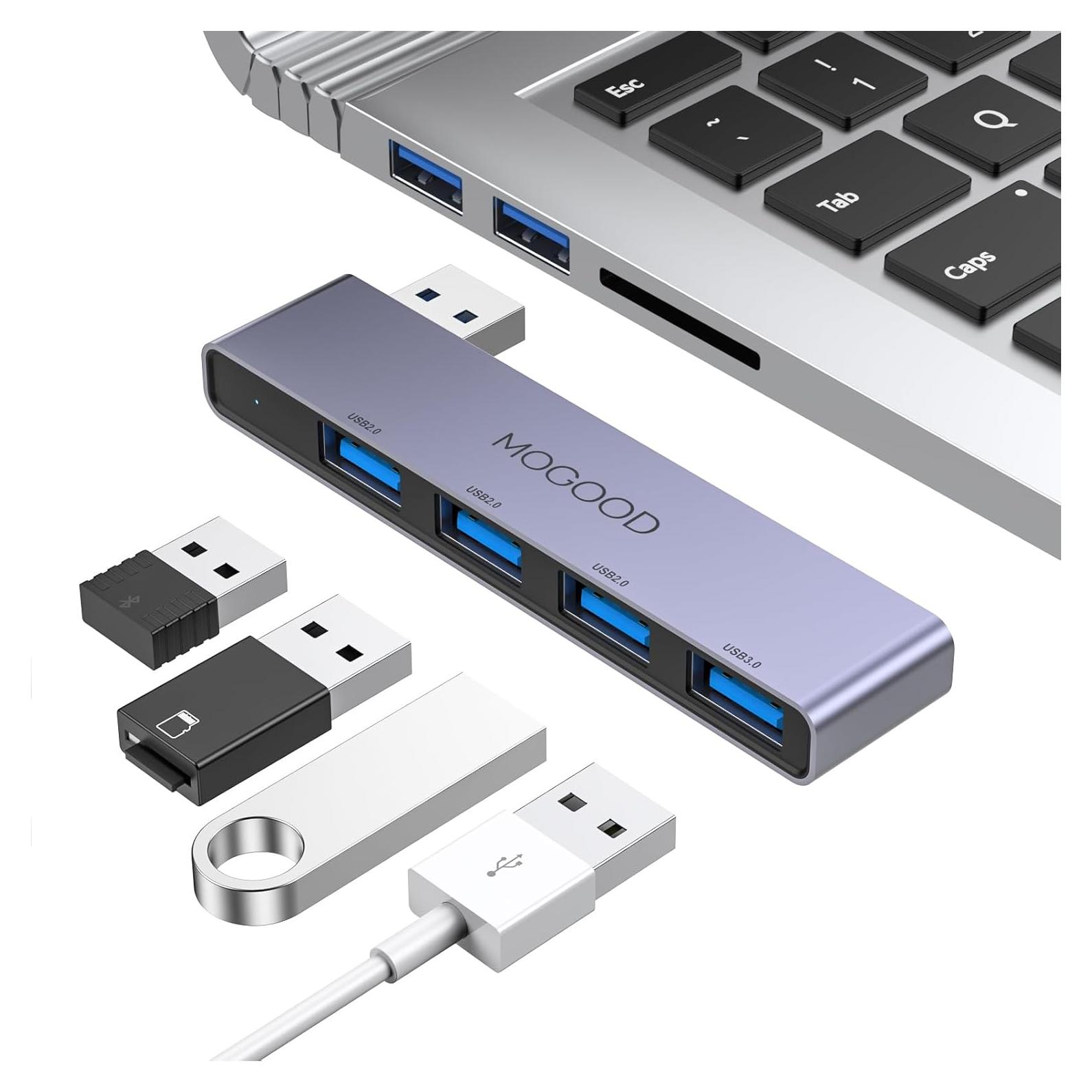 Hub USB MOGOOD 4 Puertos 3.0 Ultra Delgado para Laptop