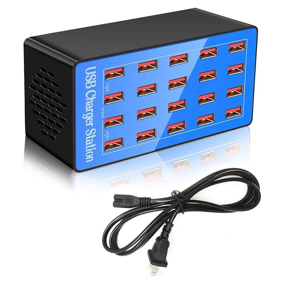 Estación de Carga USB MaxLax 20 Puertos 100W Cargador Multi-USB
