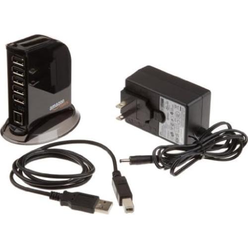 Hub USB 2.0 Amazon Basics de 7 Puertos con Adaptador 5V/4A