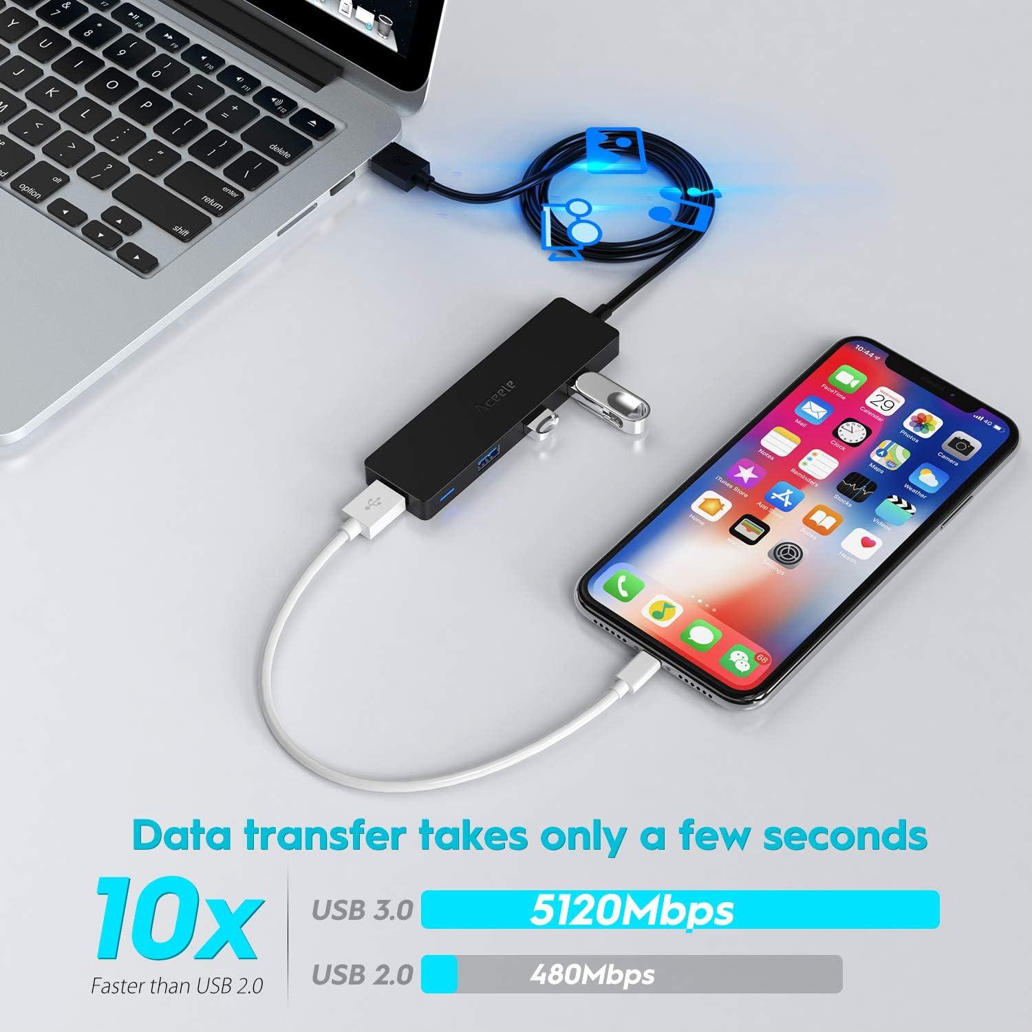 Hub USB 3.0 Aceele AC-T11 con Cable de 1.22m - 4 Puertos