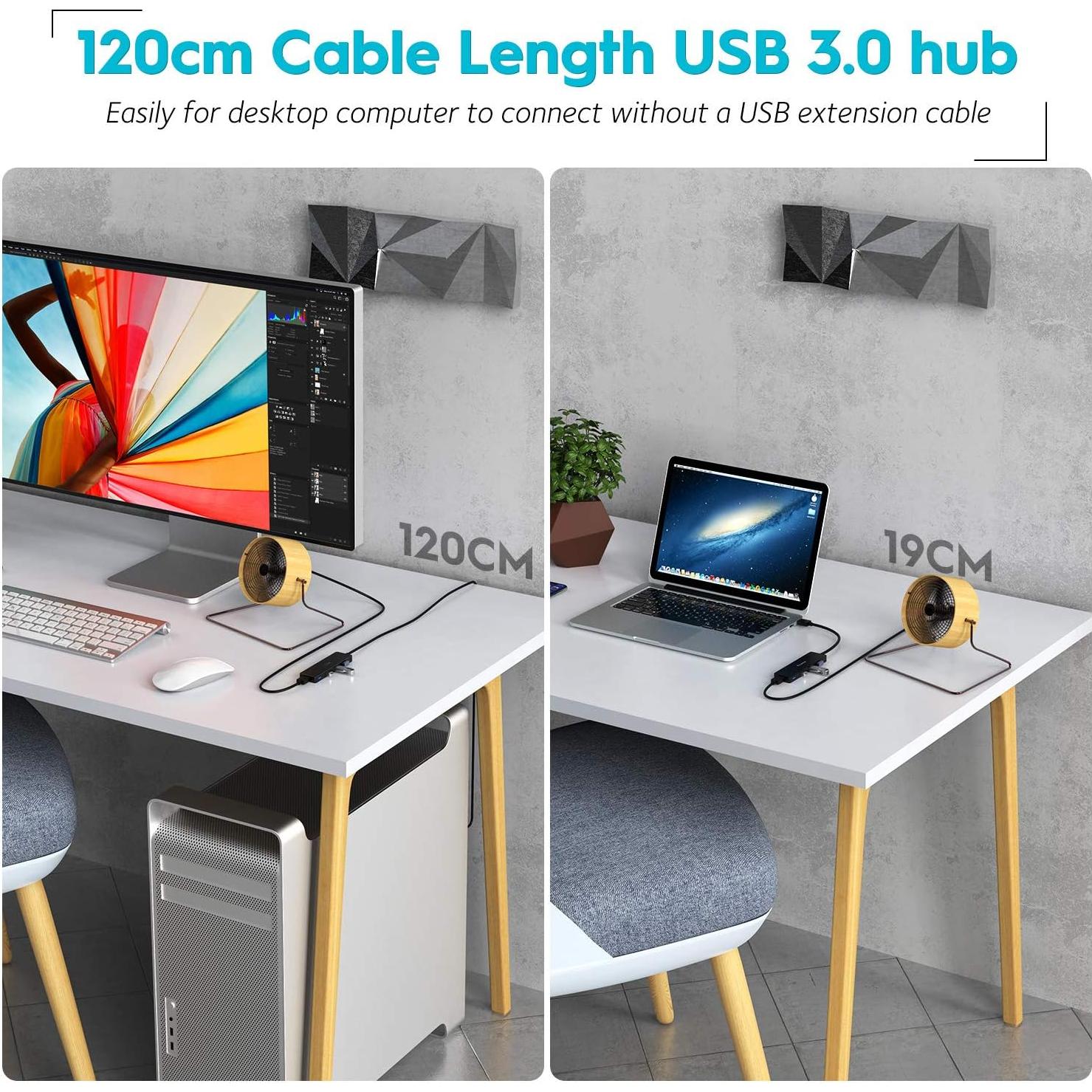 Hub USB 3.0 Aceele AC-T11 con Cable de 1.22m - 4 Puertos