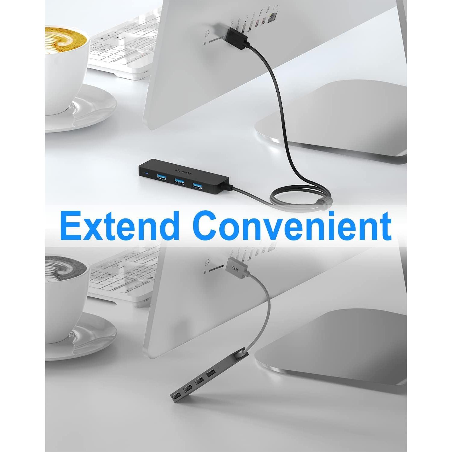 Hub USB 3.0 Aceele AC-T11 con Cable de 1.22m - 4 Puertos