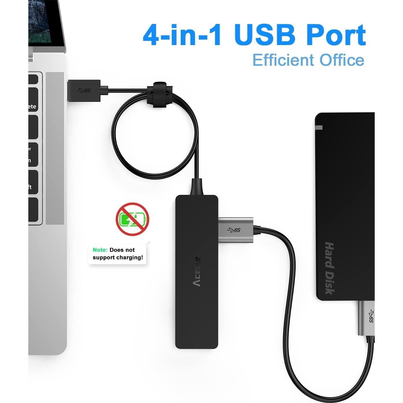 Hub USB 3.0 Aceele AC-T11 con Cable de 1.22m - 4 Puertos