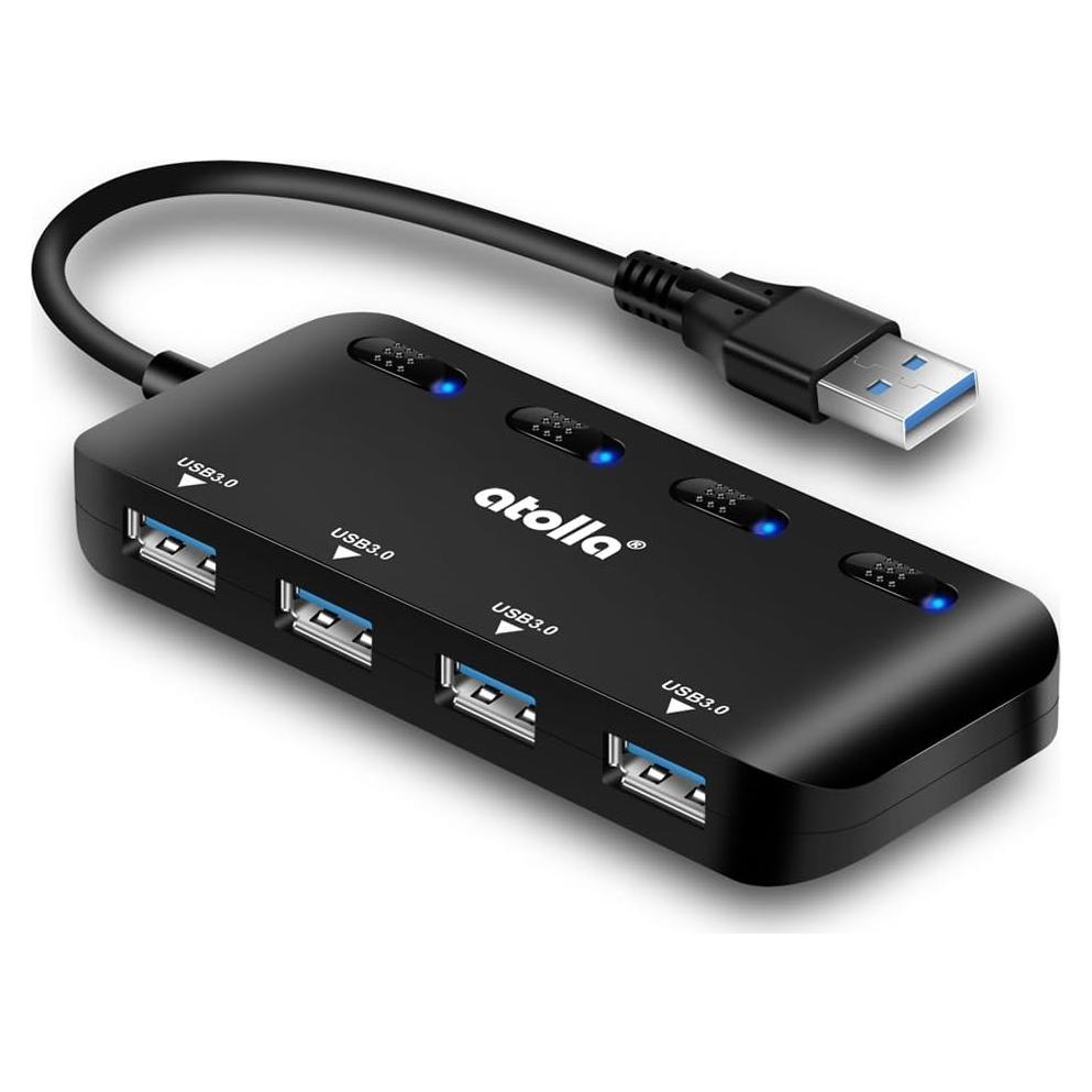Hub USB 3.0 Bauihr de 4 Puertos Ultra Delgado con Interruptores