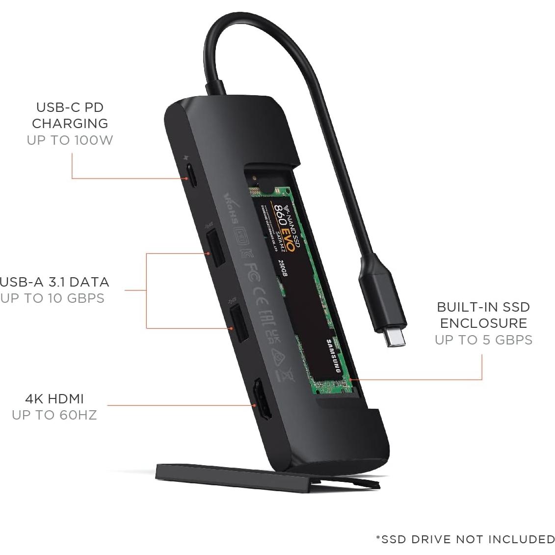 Adaptador Multiport USB-C Satechi con Enclosure SSD 4K HDMI
