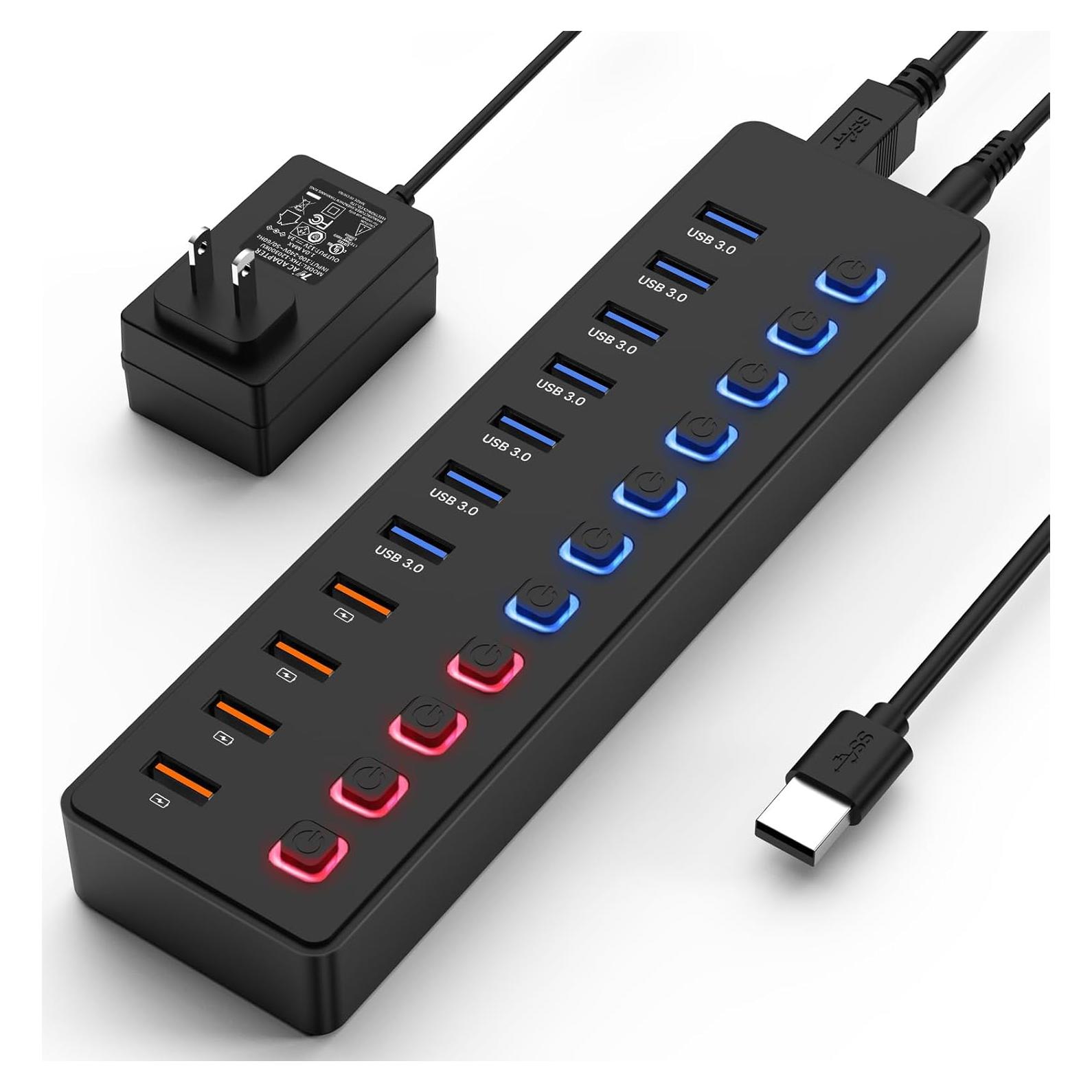 Hub USB 3.0 Alimentado Wulofe 11 Puertos con Carga Inteligente