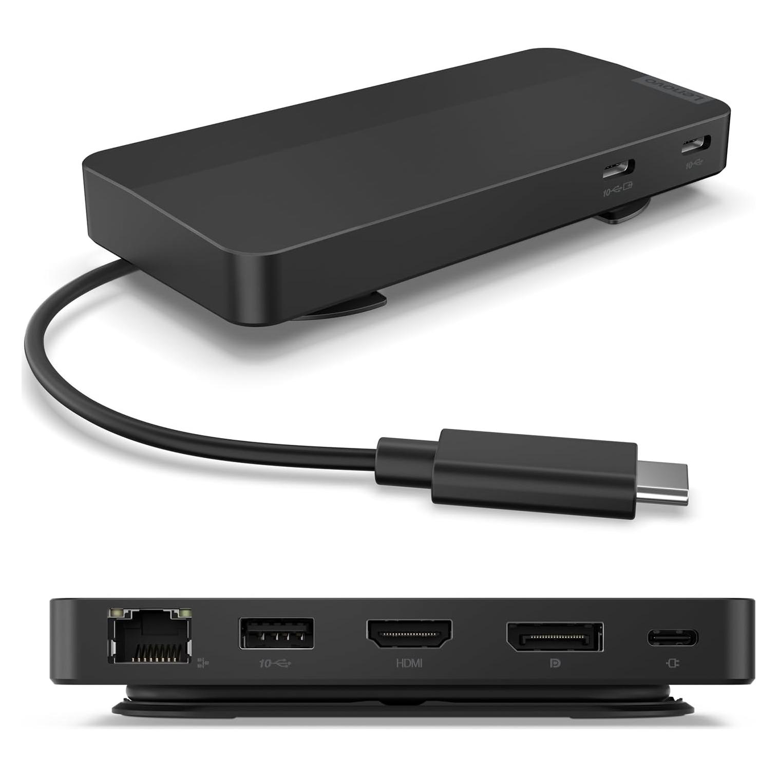 Dock de Viaje USB-C Lenovo - 7 Puertos, Duales Pantallas 4K
