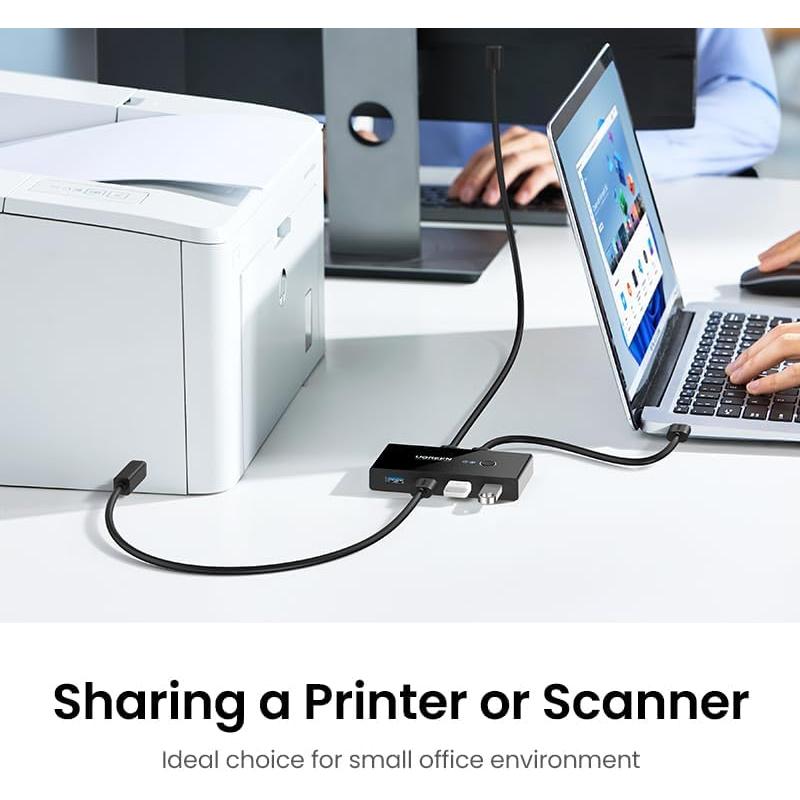 UGREEN Interruptor USB 2.0 4 Puertos para 2 Computadoras